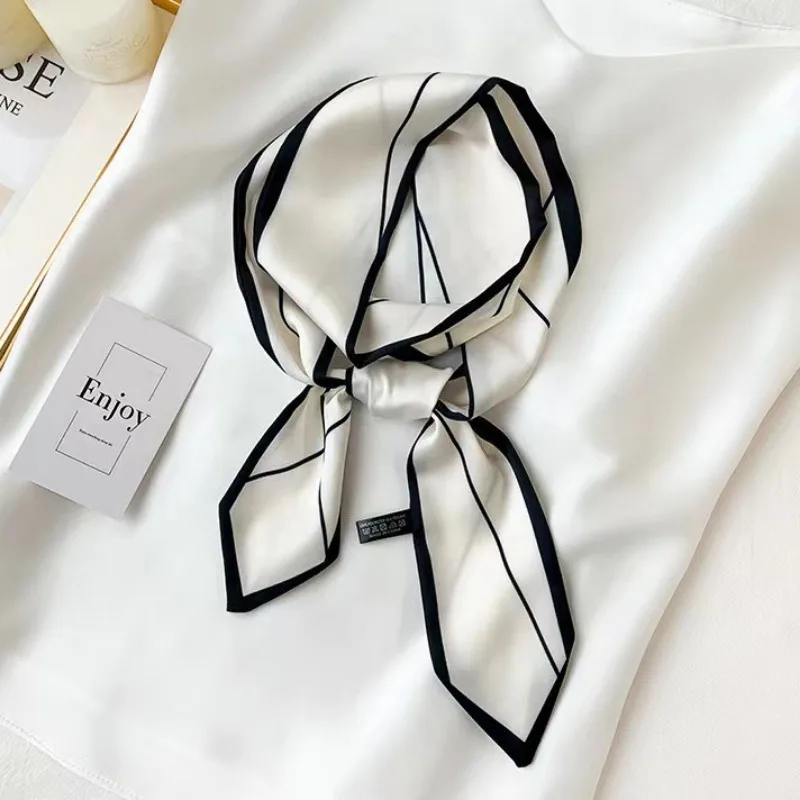 2024 Narrow Silk Scarf Women's Long Ribbon Tie Bag Decorative Ribbon Belt Headband Extra Long Small Scarf Hair Bands for Women