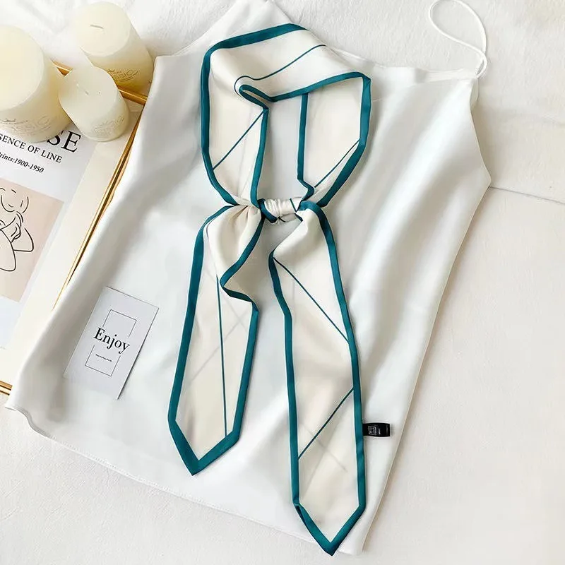 2024 Narrow Silk Scarf Women's Long Ribbon Tie Bag Decorative Ribbon Belt Headband Extra Long Small Scarf Hair Bands for Women
