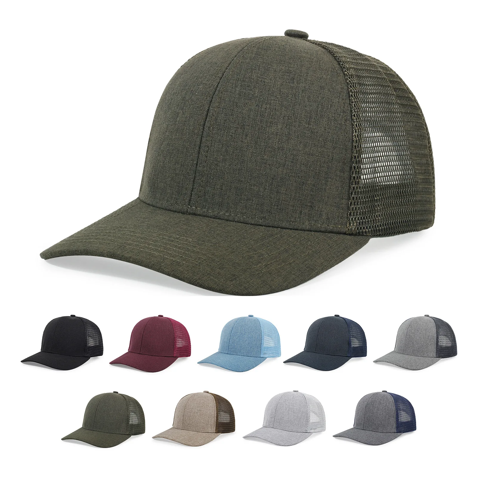 Custom Logo Richardson 112 Trucker Cap Unisex Flat Bill Hip Hop Snapbacks Hats Summer Breathable Mesh Baseball Caps Gorros