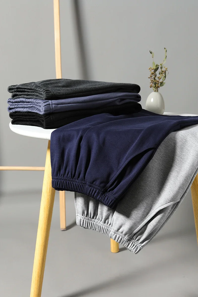 Summer New Style Solid Color Pajama Pants Adluts Home Loose Cotton Pajama Men's Sleep Bottom Elastic Waist Breathable Shorts
