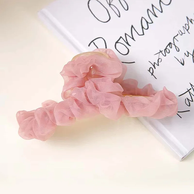 1pc set of women's Korean pleated mesh, grasping clip, temperament super fairy hair clip, hair clip