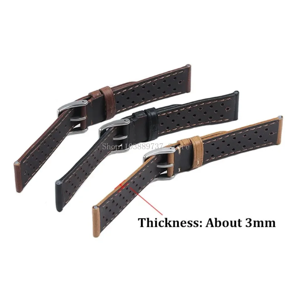 18mm 20mm 22mm Vintage Genuine Leather Strap Men Women Universal Cowhide WatchBand Breathable Bracelet Sport Wristbelt Accessory