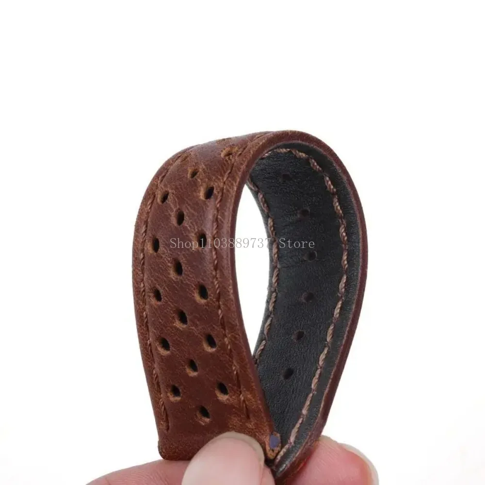 18mm 20mm 22mm Vintage Genuine Leather Strap Men Women Universal Cowhide WatchBand Breathable Bracelet Sport Wristbelt Accessory