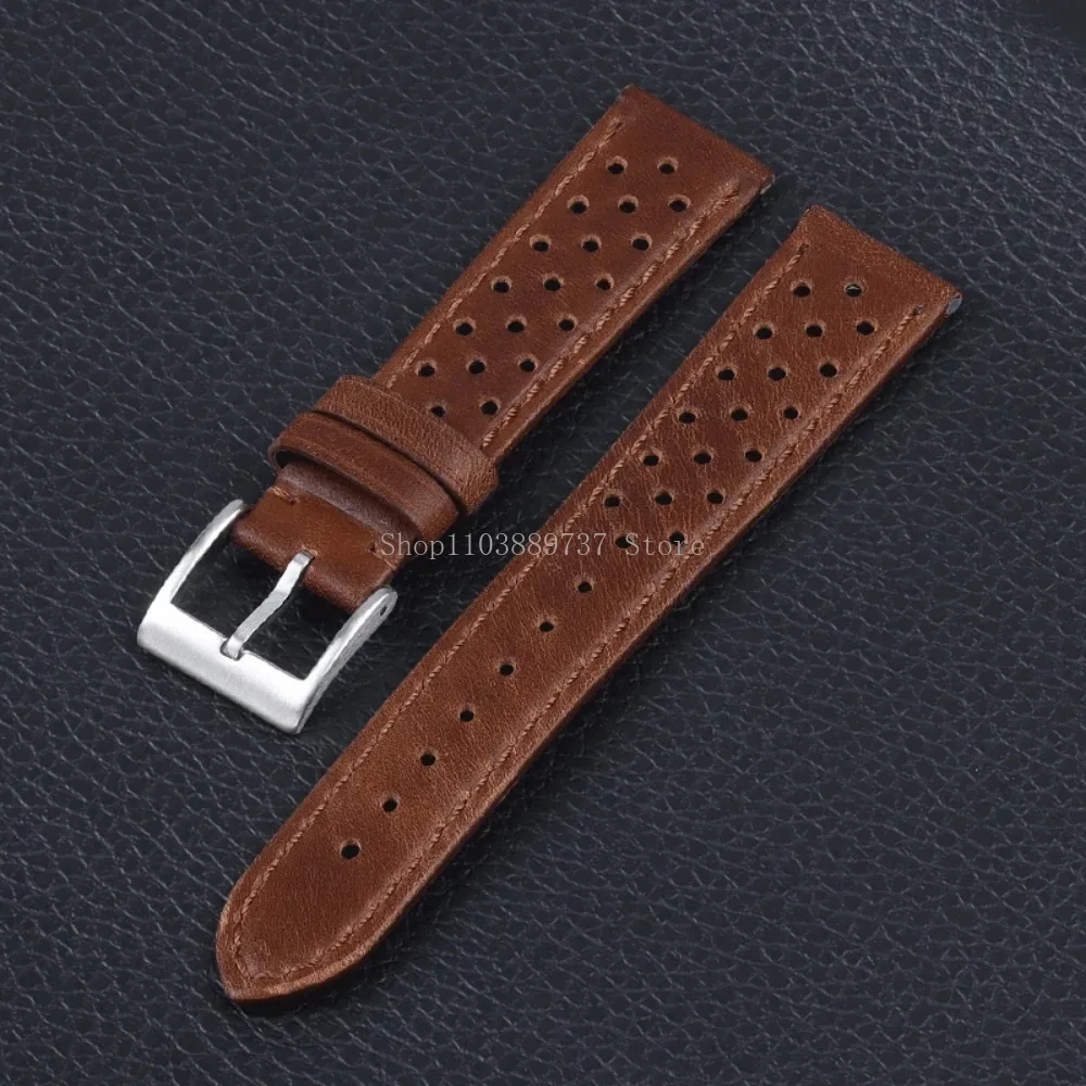 18mm 20mm 22mm Vintage Genuine Leather Strap Men Women Universal Cowhide WatchBand Breathable Bracelet Sport Wristbelt Accessory