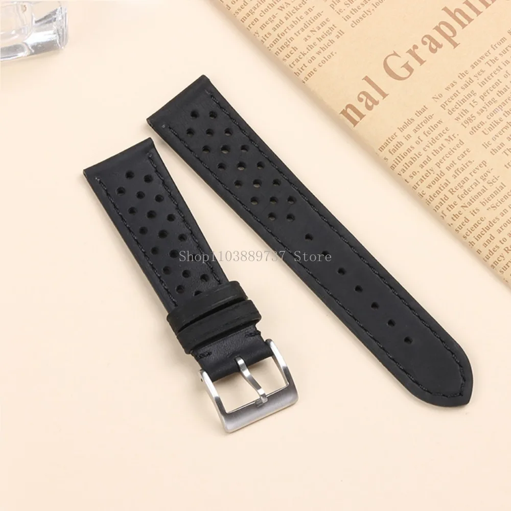18mm 20mm 22mm Vintage Genuine Leather Strap Men Women Universal Cowhide WatchBand Breathable Bracelet Sport Wristbelt Accessory