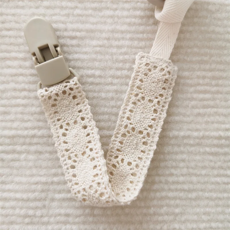 Lace Baby Pacifier Clip Chain Trendy Cloth & Plastic Pacifier Holder Teether Toy Clip for Preventing Nipple Loss