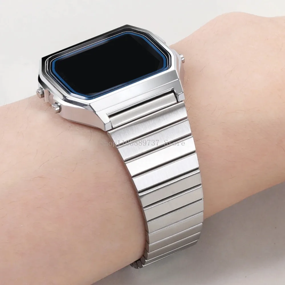 for Casio Stainless Steel Strap 18mm Metal Watchband for A158/A159/AQ230/F91W/AE1200/AE1300/B650/AQ230 Square Bracelet Wristbelt