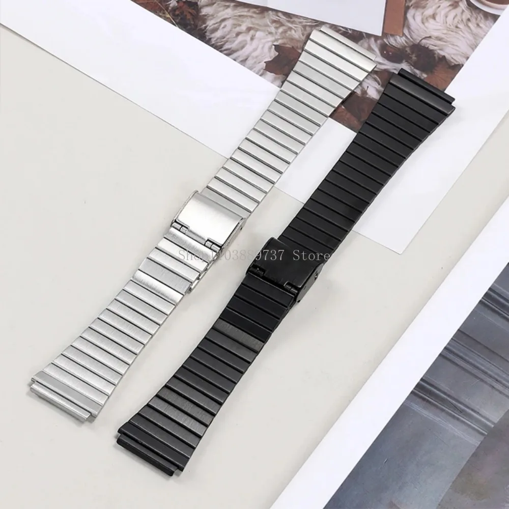 for Casio Stainless Steel Strap 18mm Metal Watchband for A158/A159/AQ230/F91W/AE1200/AE1300/B650/AQ230 Square Bracelet Wristbelt