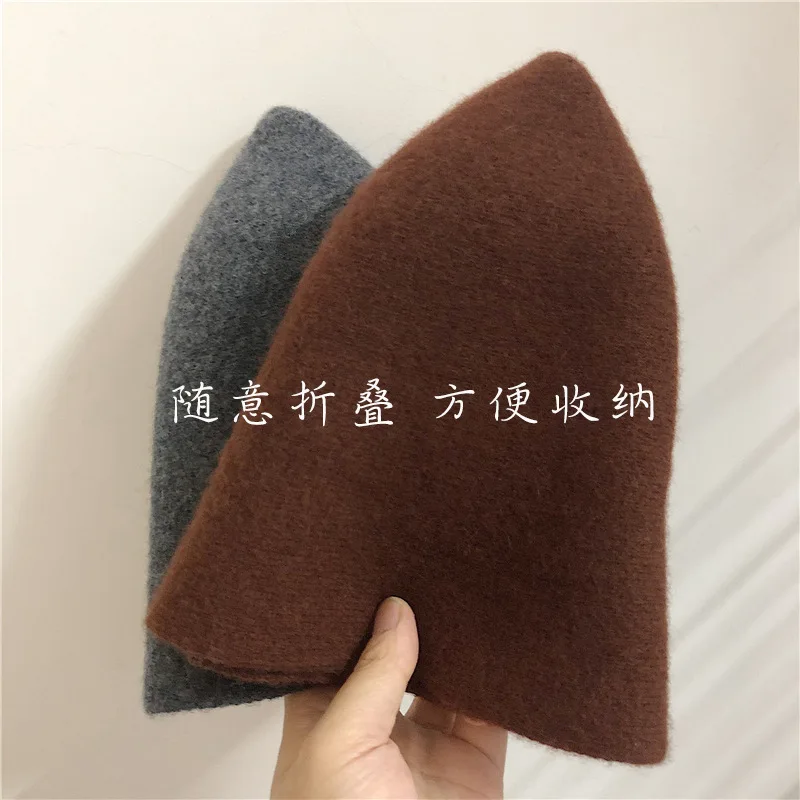 Japanese Real Woolen Vintage Warm Bucket Hat for Women Felt Retro Dome Wool Hats Female Fashion British Style Panama Caps Bonnet