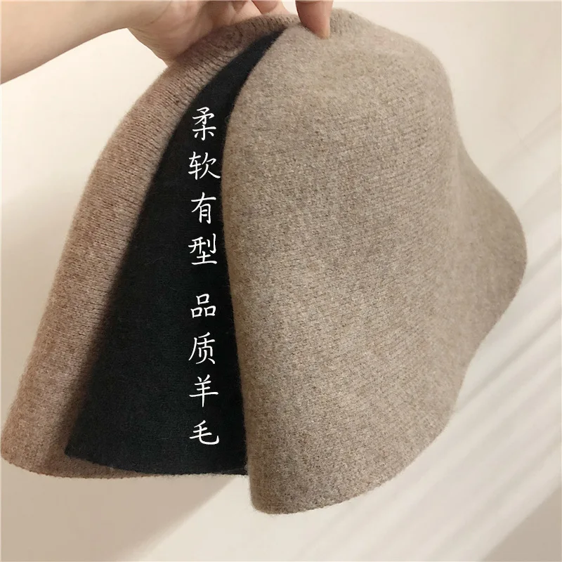 Japanese Real Woolen Vintage Warm Bucket Hat for Women Felt Retro Dome Wool Hats Female Fashion British Style Panama Caps Bonnet