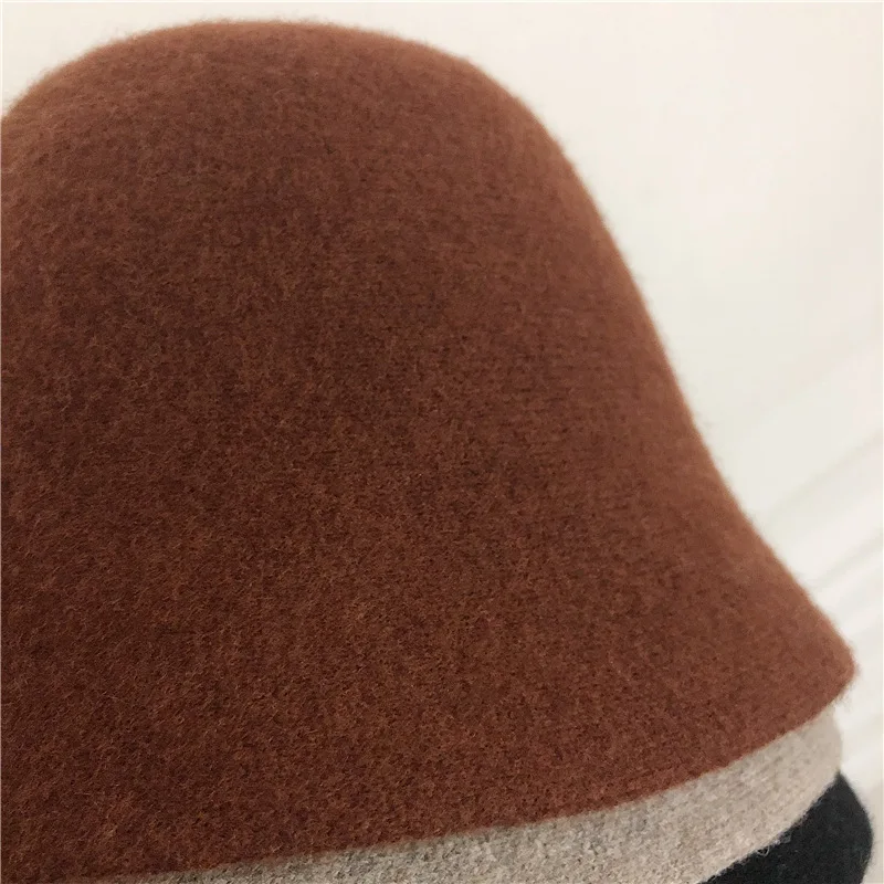 Japanese Real Woolen Vintage Warm Bucket Hat for Women Felt Retro Dome Wool Hats Female Fashion British Style Panama Caps Bonnet