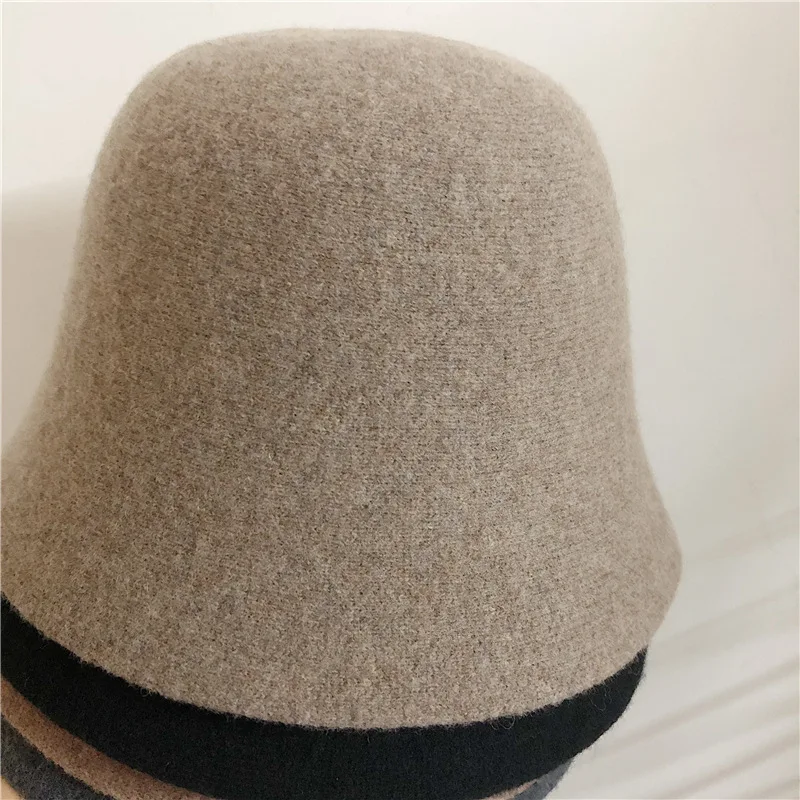 Japanese Real Woolen Vintage Warm Bucket Hat for Women Felt Retro Dome Wool Hats Female Fashion British Style Panama Caps Bonnet