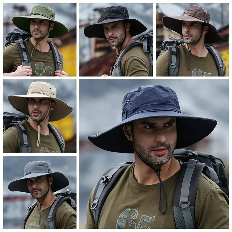 New Sun Protection Fishing Hat Summer Breathable Mesh Camping Hiking Caps Anti-UV Sun Hat Mountaineering Caps Men's Panama Hat