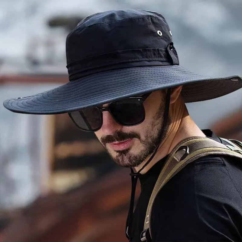 New Sun Protection Fishing Hat Summer Breathable Mesh Camping Hiking Caps Anti-UV Sun Hat Mountaineering Caps Men's Panama Hat