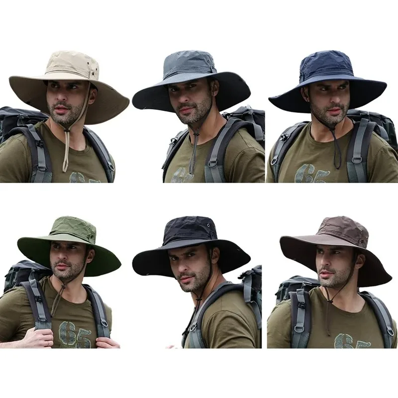 New Sun Protection Fishing Hat Summer Breathable Mesh Camping Hiking Caps Anti-UV Sun Hat Mountaineering Caps Men's Panama Hat