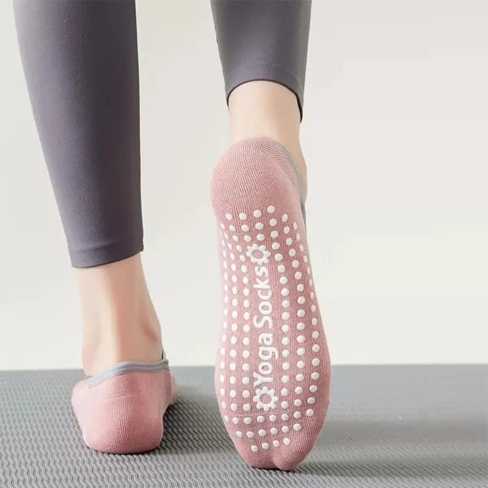 Professional Pilates Socks Anti-Slip Backless Bandage Yoga Socks Breathable Cotton Sports Socks Solid Color Dance Supplies