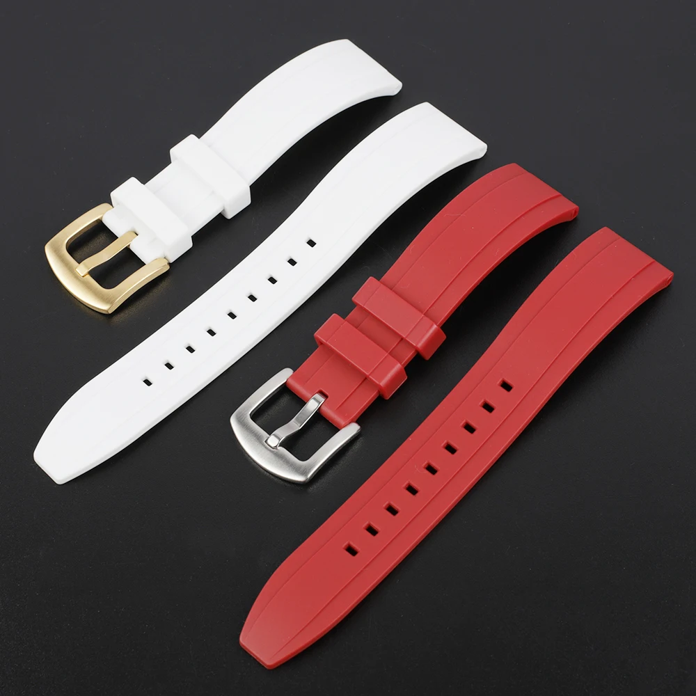 Quality Fluoro Rubber Watch Strap 18mm 19mm 20mm 21mm 22mm 24mm Sport Watchband Black Green Wristband With Quick Release Band