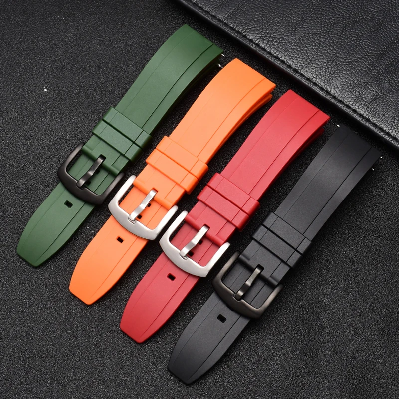 Quality Fluoro Rubber Watch Strap 18mm 19mm 20mm 21mm 22mm 24mm Sport Watchband Black Green Wristband With Quick Release Band