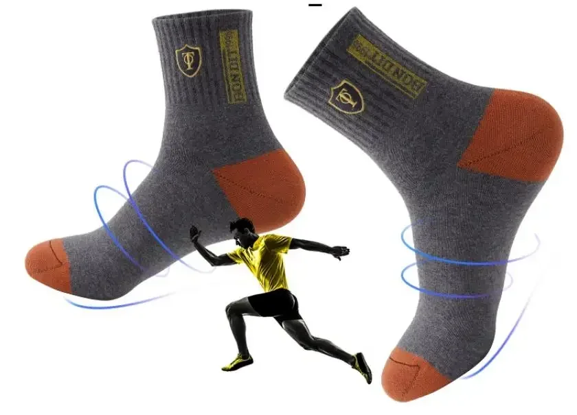 5Pairs Mens Cotton Sports Socks Spring and Autumn Leisure Sweat Absorbent Comfortable Breathable Basketball Socks Meias EU 38-43