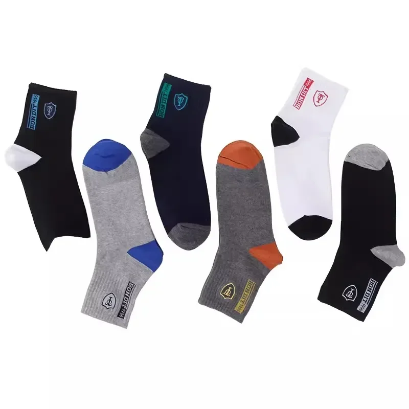 5Pairs Mens Cotton Sports Socks Spring and Autumn Leisure Sweat Absorbent Comfortable Breathable Basketball Socks Meias EU 38-43