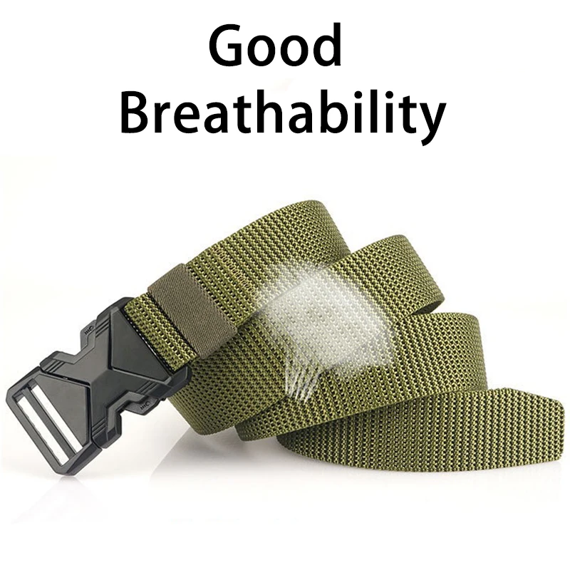 The New Type of Buckle Can Be Inserted, Breathable, Elastic, Lightweight, Military Quick Release Men's Belt Adjustable Canvas