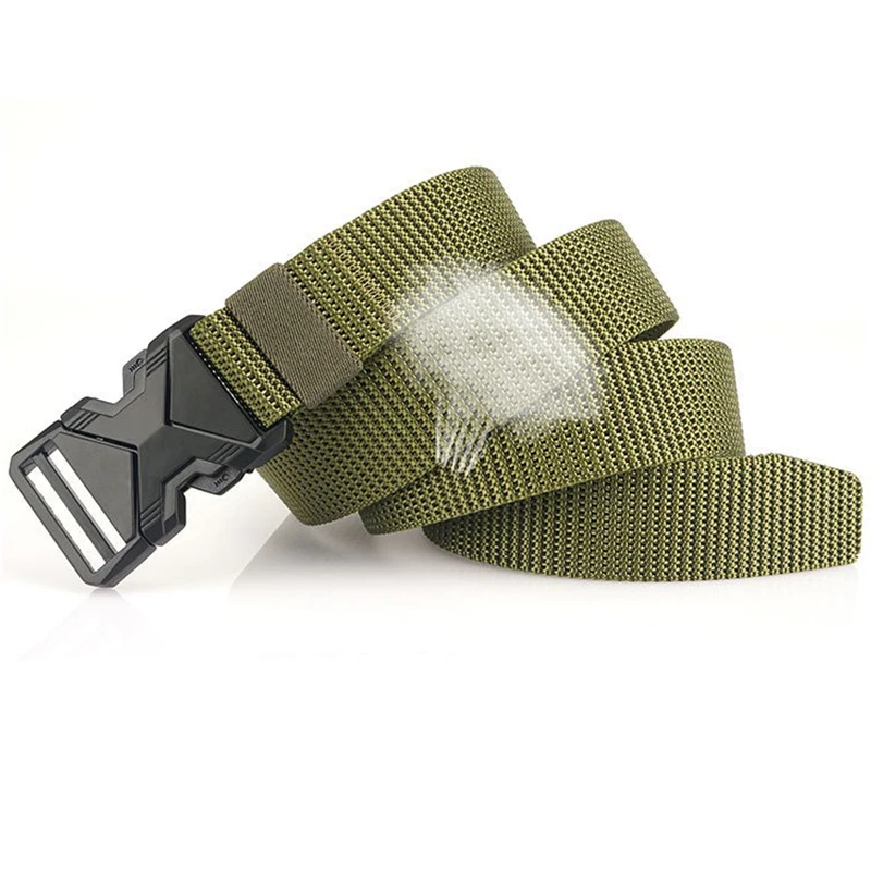 The New Type of Buckle Can Be Inserted, Breathable, Elastic, Lightweight, Military Quick Release Men's Belt Adjustable Canvas