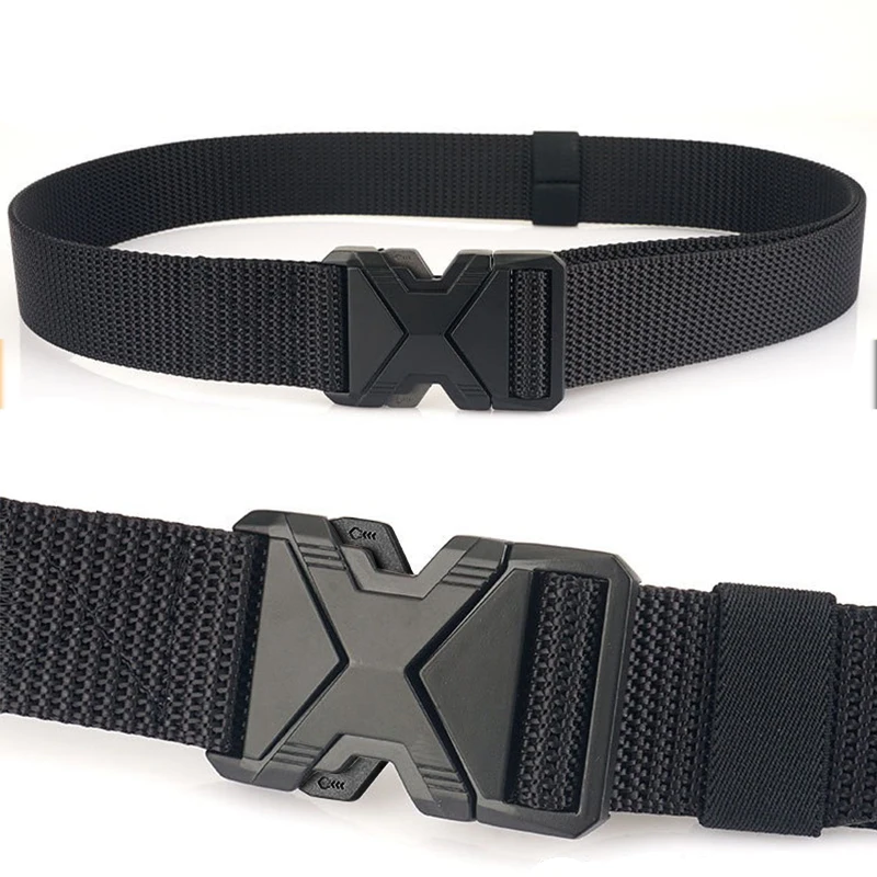 The New Type of Buckle Can Be Inserted, Breathable, Elastic, Lightweight, Military Quick Release Men's Belt Adjustable Canvas