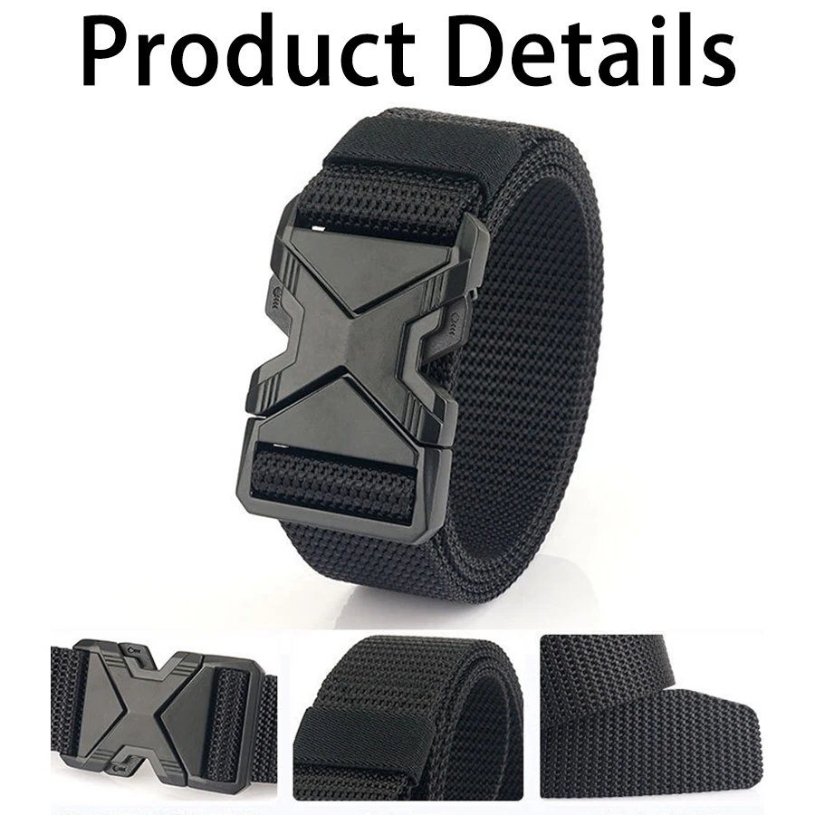 The New Type of Buckle Can Be Inserted, Breathable, Elastic, Lightweight, Military Quick Release Men's Belt Adjustable Canvas