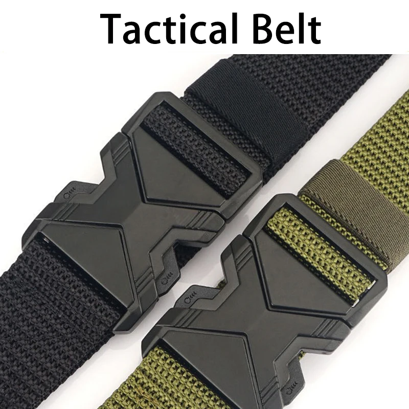 The New Type of Buckle Can Be Inserted, Breathable, Elastic, Lightweight, Military Quick Release Men's Belt Adjustable Canvas