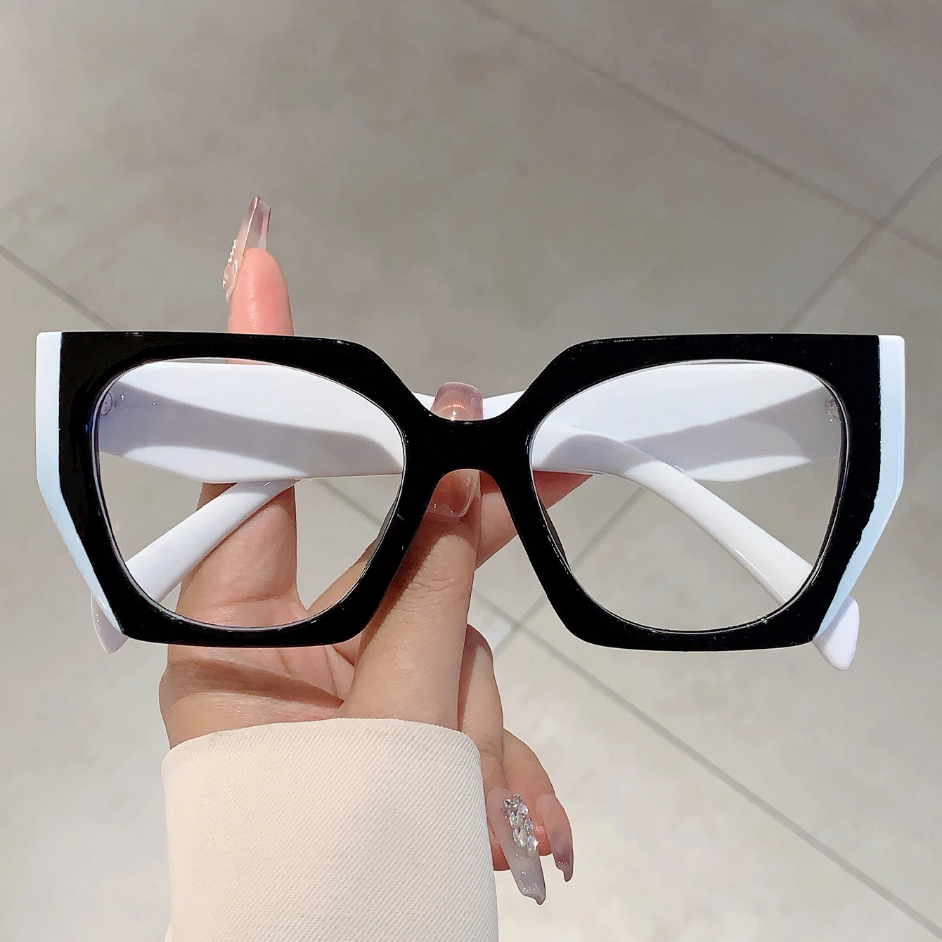 KAMMPT Women Square Decor Glasses Candy Color Blue Light Blocking Eyewear Trendy Brand Design Oversize Eyeglasses for Ladies