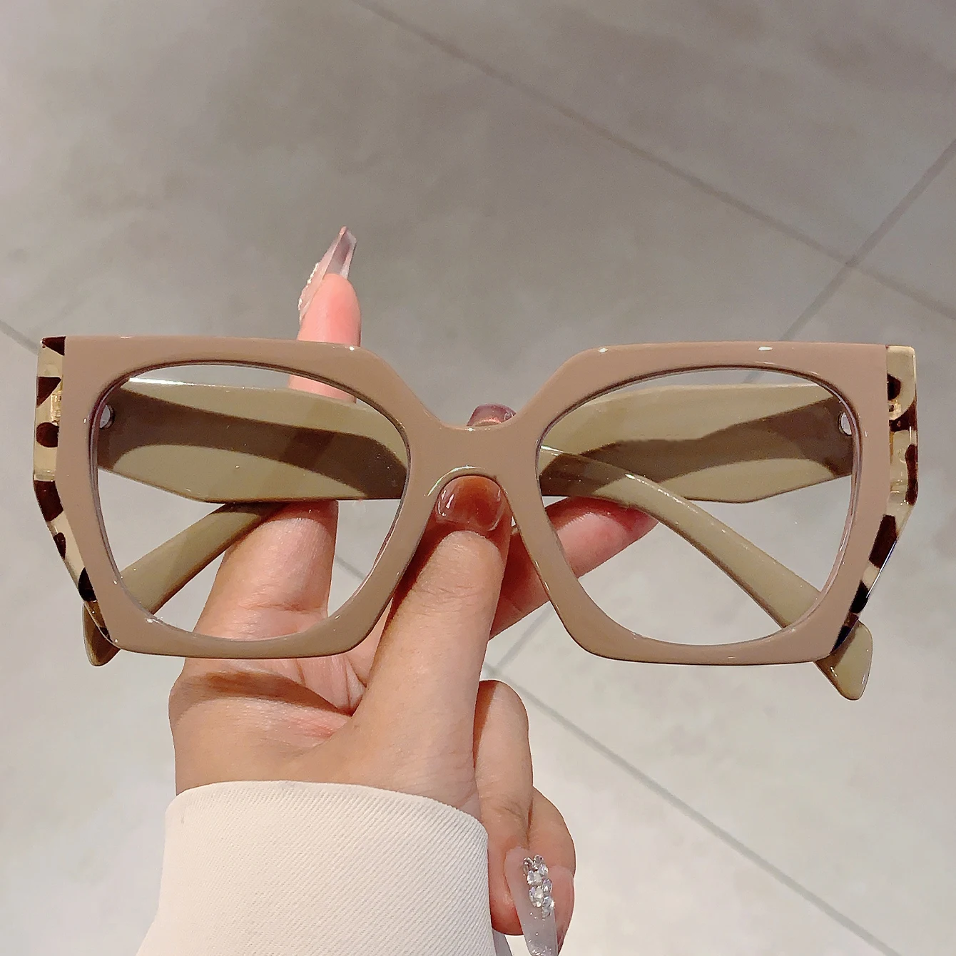 KAMMPT Women Square Decor Glasses Candy Color Blue Light Blocking Eyewear Trendy Brand Design Oversize Eyeglasses for Ladies