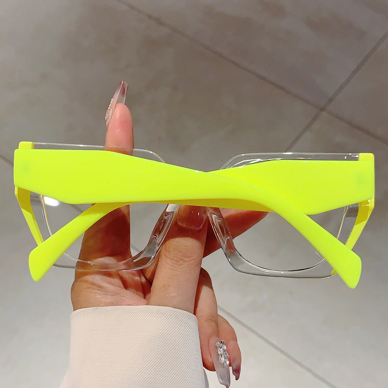 KAMMPT Women Square Decor Glasses Candy Color Blue Light Blocking Eyewear Trendy Brand Design Oversize Eyeglasses for Ladies