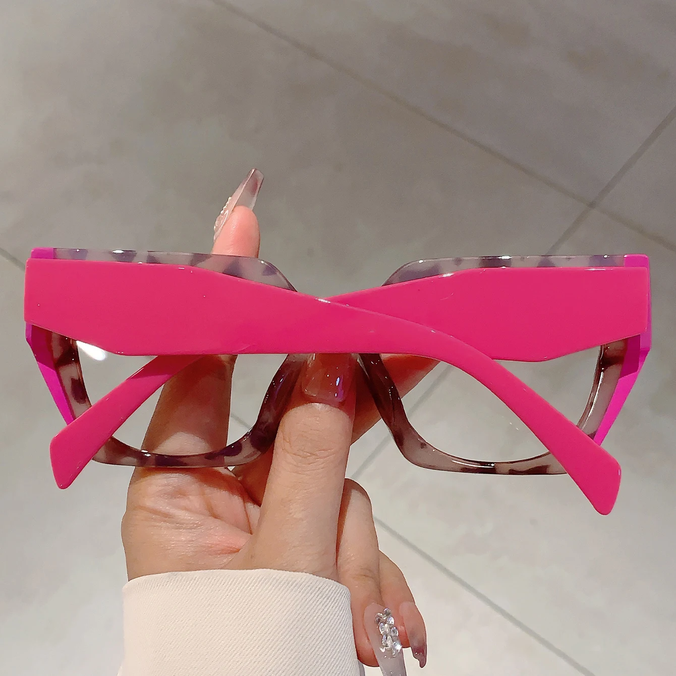 KAMMPT Women Square Decor Glasses Candy Color Blue Light Blocking Eyewear Trendy Brand Design Oversize Eyeglasses for Ladies