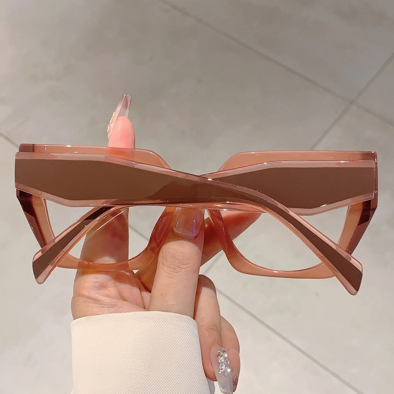 KAMMPT Women Square Decor Glasses Candy Color Blue Light Blocking Eyewear Trendy Brand Design Oversize Eyeglasses for Ladies
