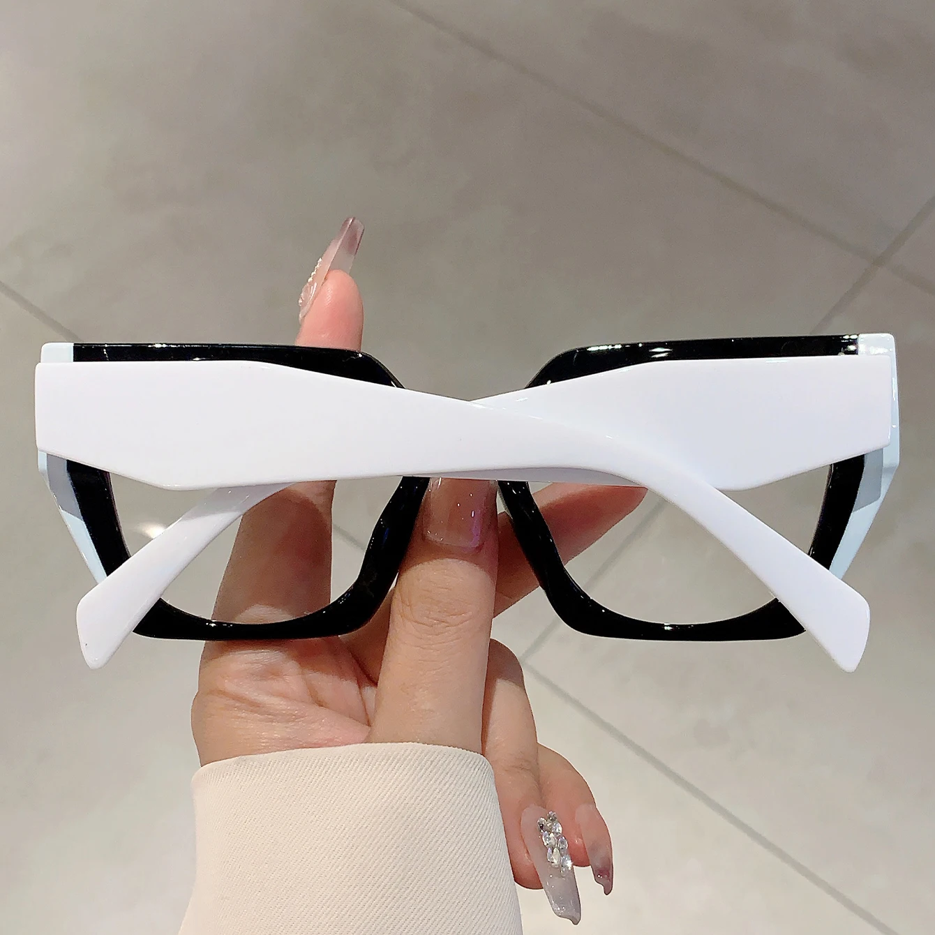 KAMMPT Women Square Decor Glasses Candy Color Blue Light Blocking Eyewear Trendy Brand Design Oversize Eyeglasses for Ladies