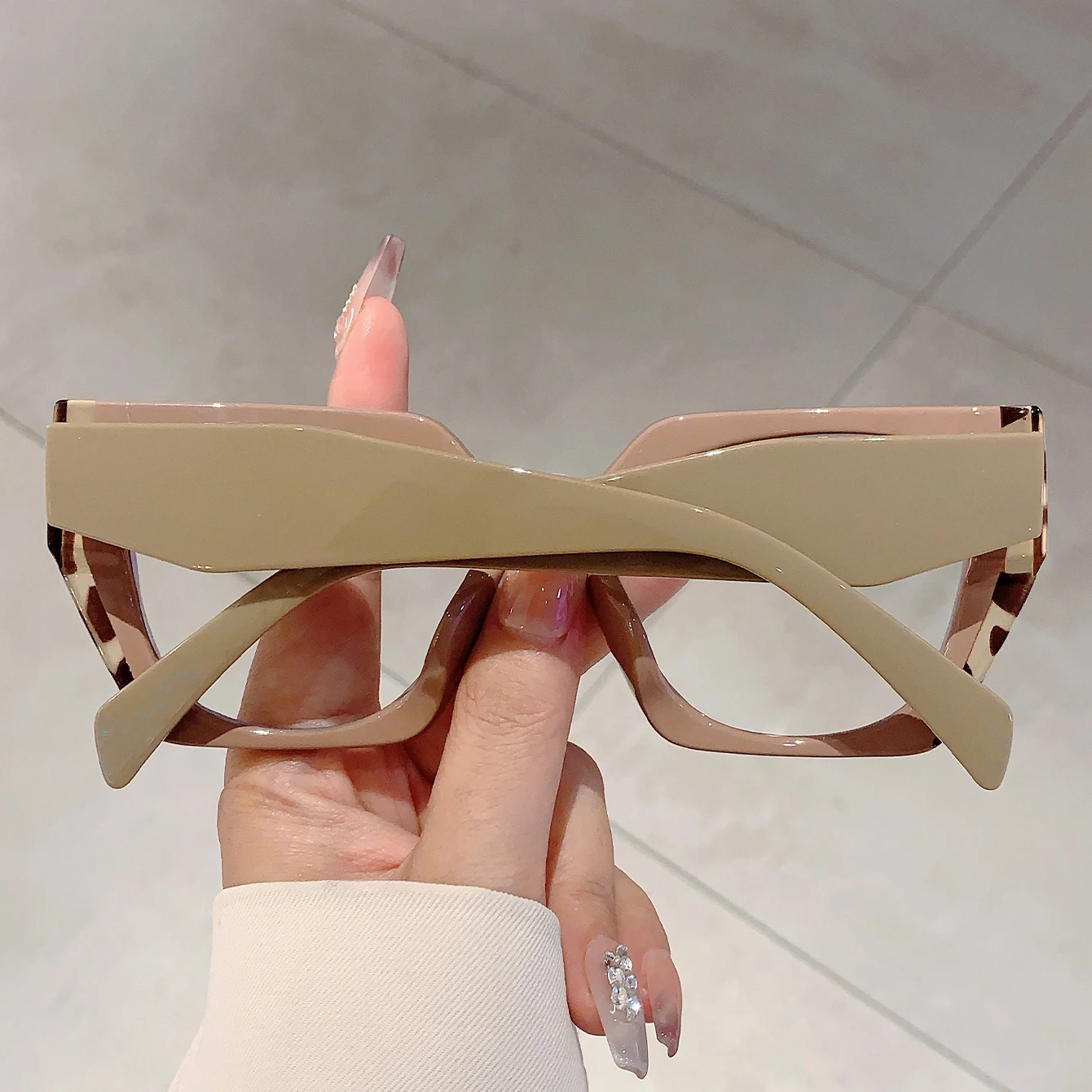 KAMMPT Women Square Decor Glasses Candy Color Blue Light Blocking Eyewear Trendy Brand Design Oversize Eyeglasses for Ladies