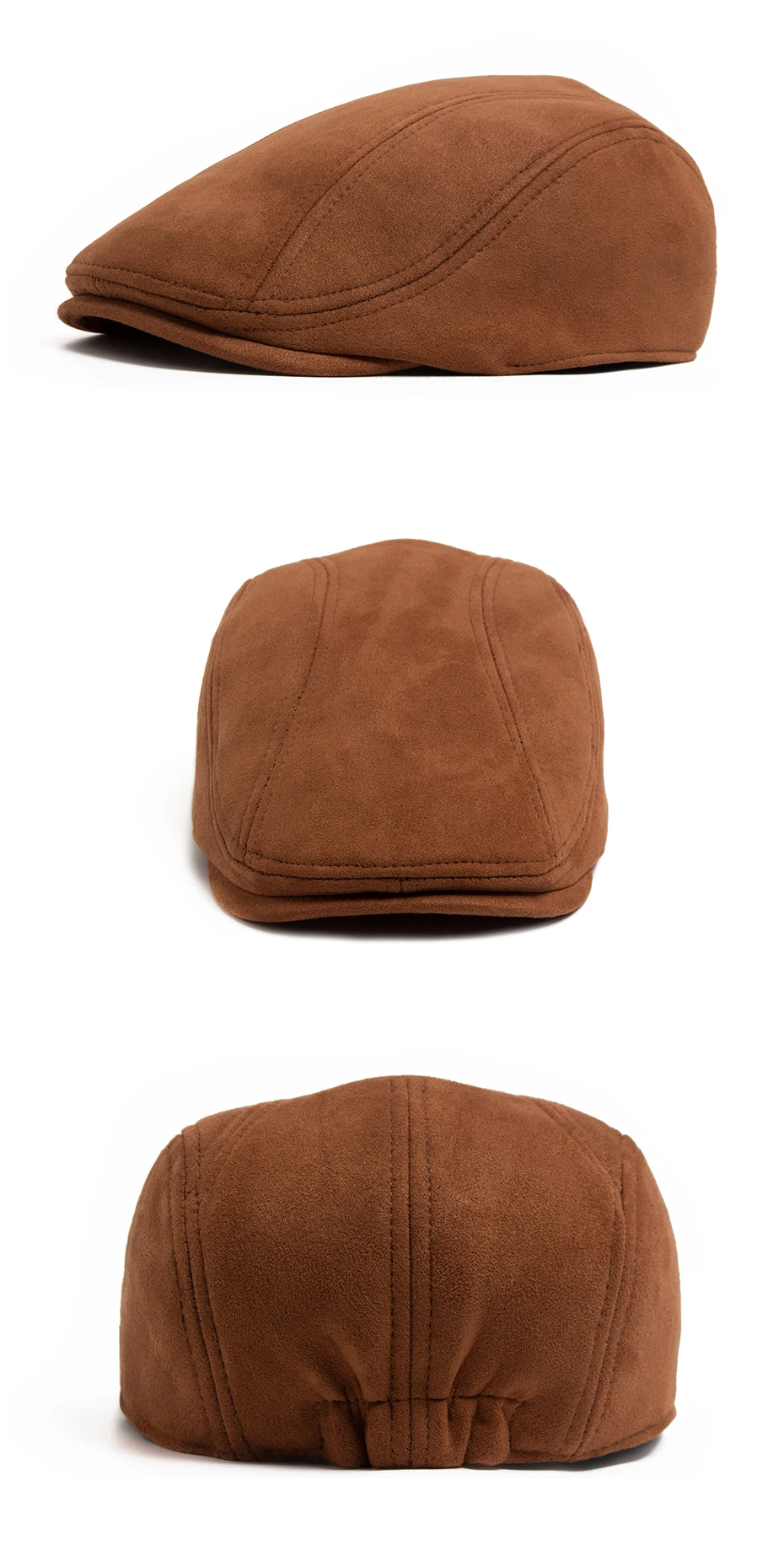 New Suede Autumn Winter Beret Fashion Vintage Men Women Newsboy Hat Casual Flat Visor Cap Berets For 54-58cm Head Circum Ference