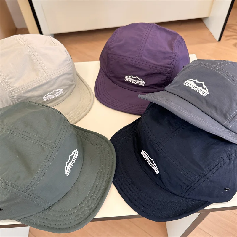 2024 New Summer Short Brim Quick-drying Embroidered Flat Edge Hat Soft Brim Five-panel Sunshade Men's and Women's Baseball Caps