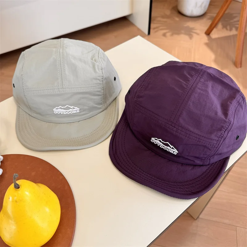2024 New Summer Short Brim Quick-drying Embroidered Flat Edge Hat Soft Brim Five-panel Sunshade Men's and Women's Baseball Caps