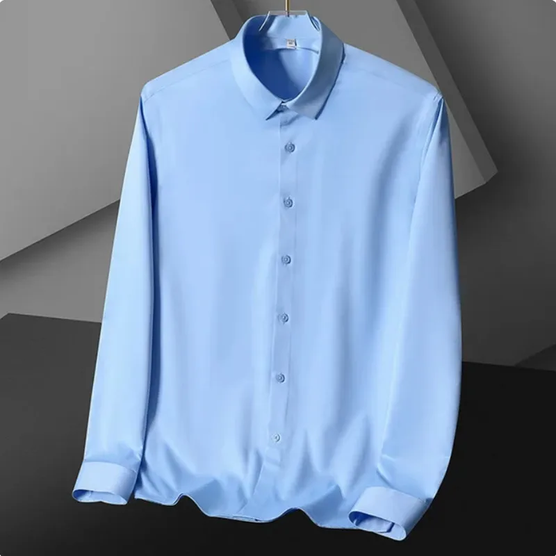 Men's White Shirt Long Sleeve Non iron Business Dress Slim Fit Korean Version Professional Work White Casual Men's Suit Shirt