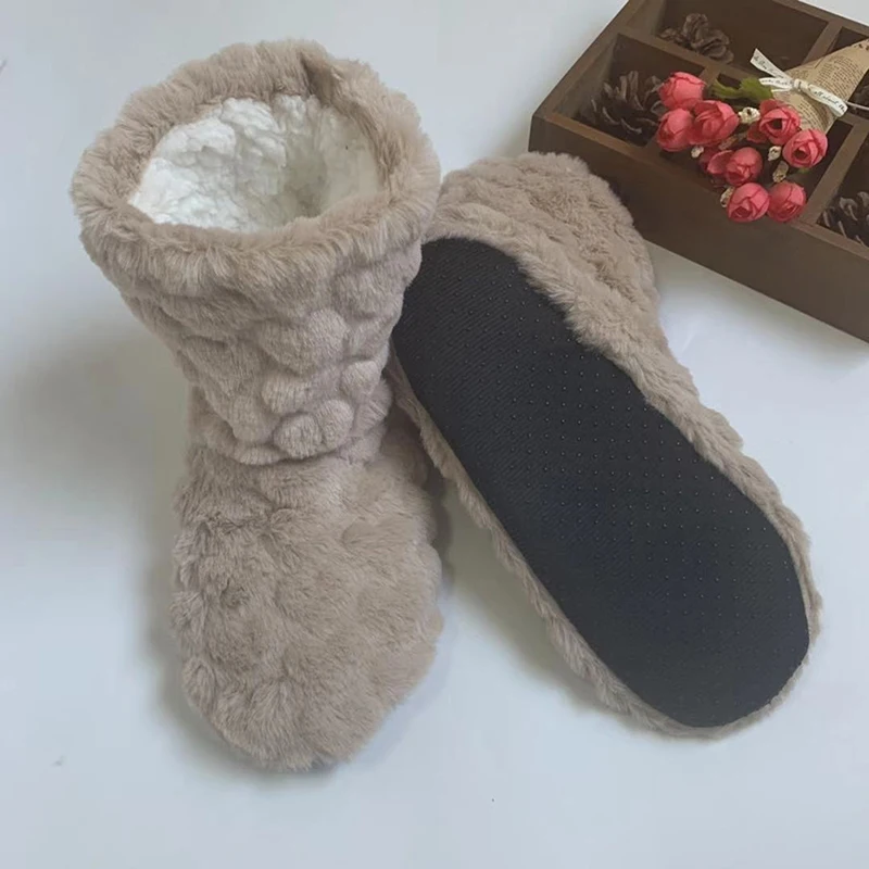 2026 Winter Adult Thick Warm Floor Shoes High Tube Non-Slip Indoor Cotton Shoes Plush Home Slippers Shoes Men And Women