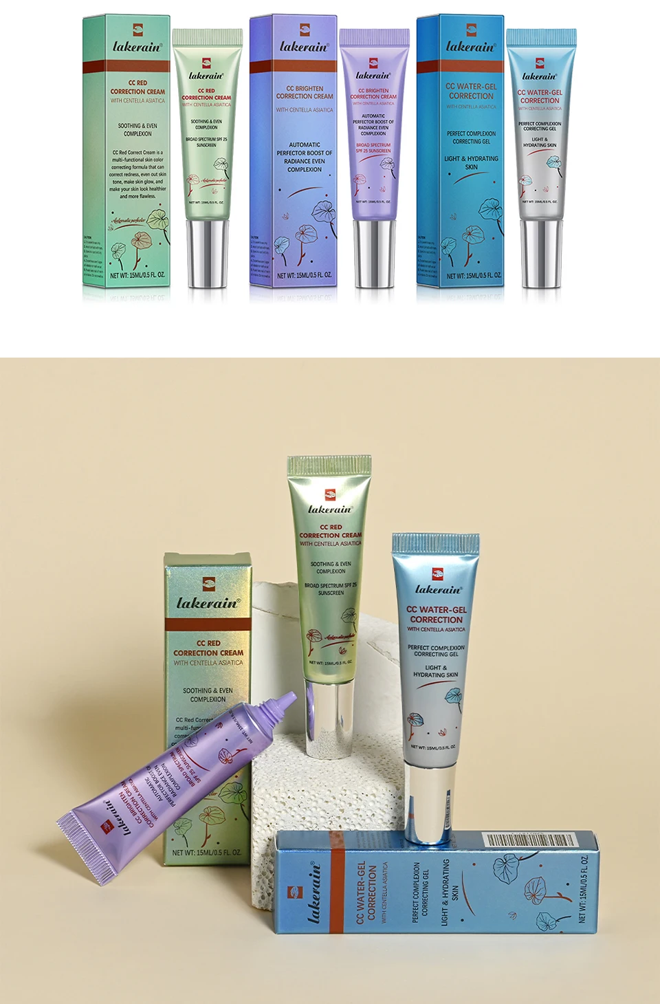 Moisturizing Correcting CC Cream Waterproof Anti-sweat Makeup Before Concealer Lasting Women Makeup Protect Skin erborian Make