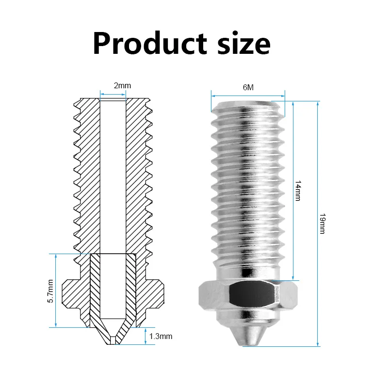 Bimetal Nozzle for QIDI Q1-Pro/X-Max 3/X-Plus 3/X-Smart 3 Plated Copper Hardened Steel Nozzle