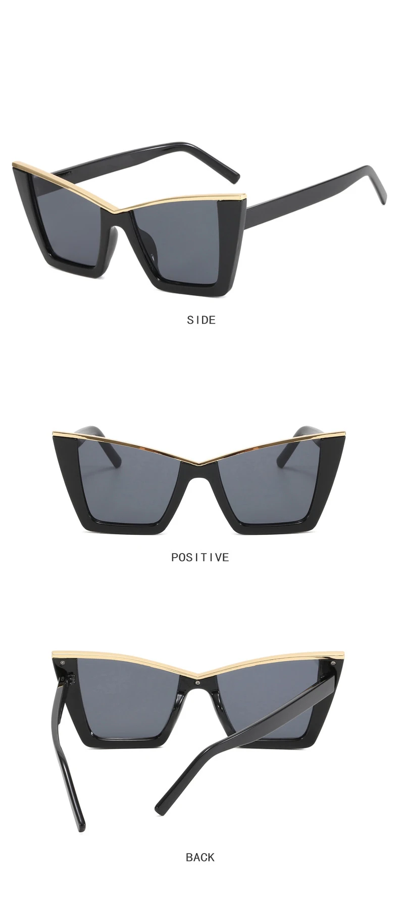 New Fashion Oversized Cat Eye Sunglasses Gradient Color Luxury Eyewear Designer Butterfly Half Metal Frame Women's Sunglasses