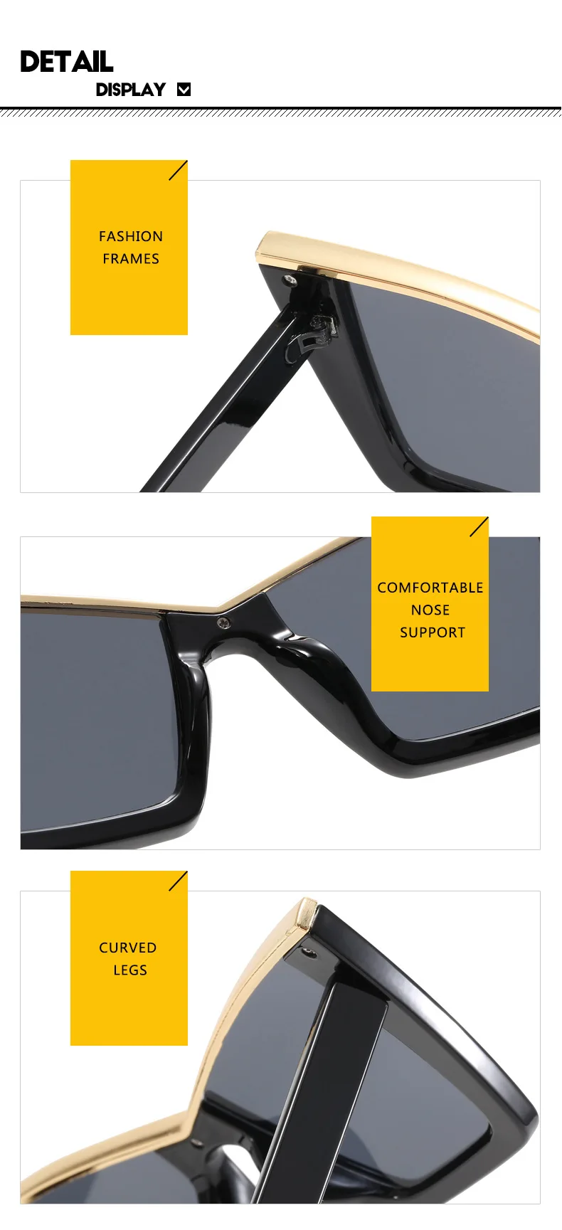 New Fashion Oversized Cat Eye Sunglasses Gradient Color Luxury Eyewear Designer Butterfly Half Metal Frame Women's Sunglasses