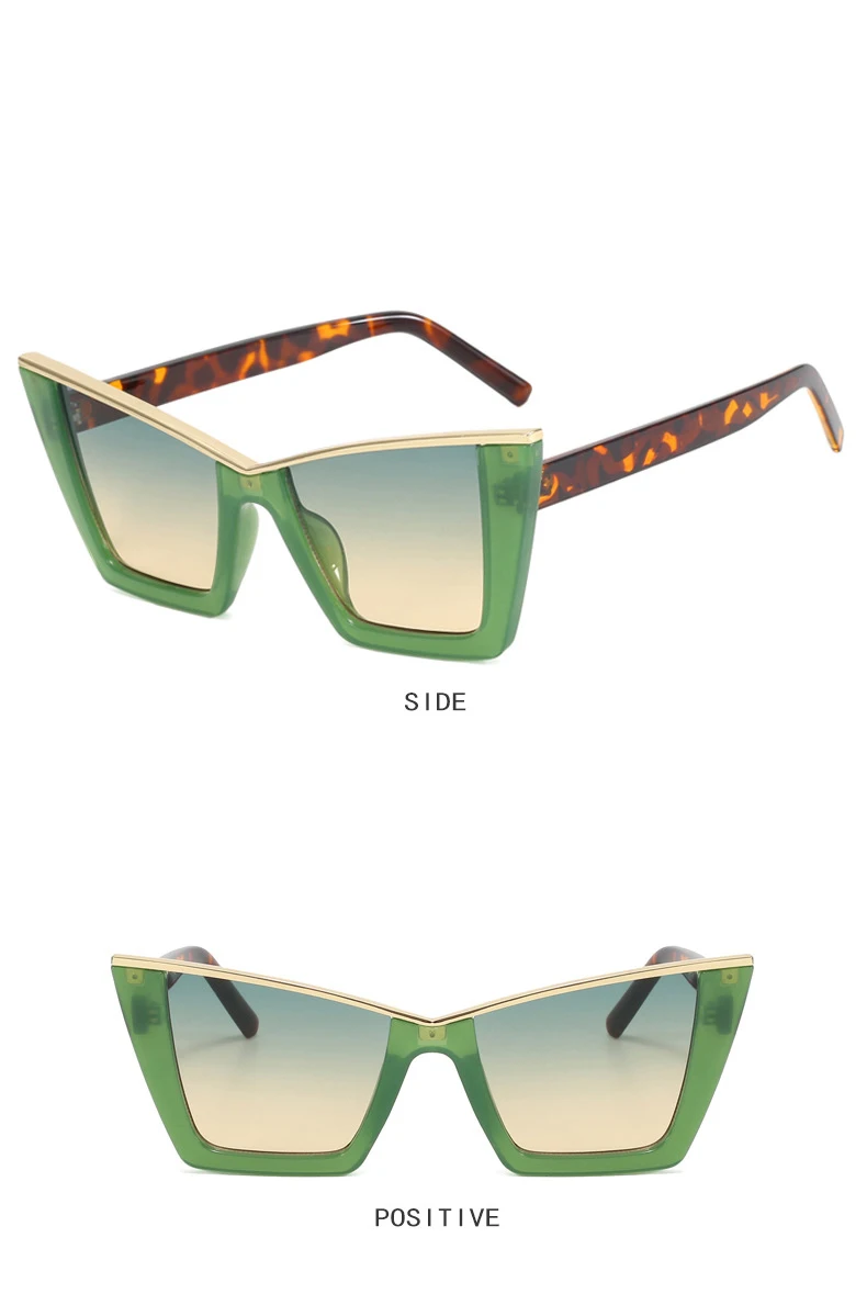 New Fashion Oversized Cat Eye Sunglasses Gradient Color Luxury Eyewear Designer Butterfly Half Metal Frame Women's Sunglasses