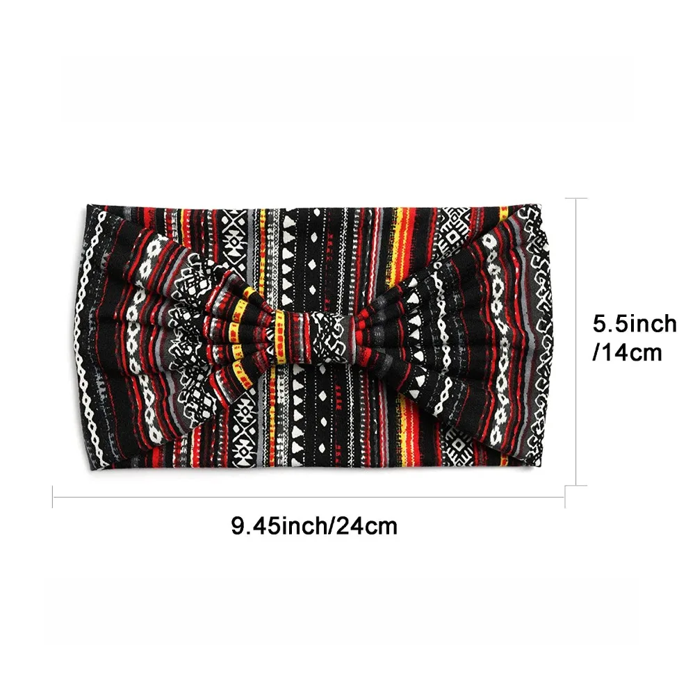 Fashion Boho Ethnic Style Headbands Vintage Knot Elastic Turban Headwrap For Women Girls Hair Band Soft Bandana Hair Accessories