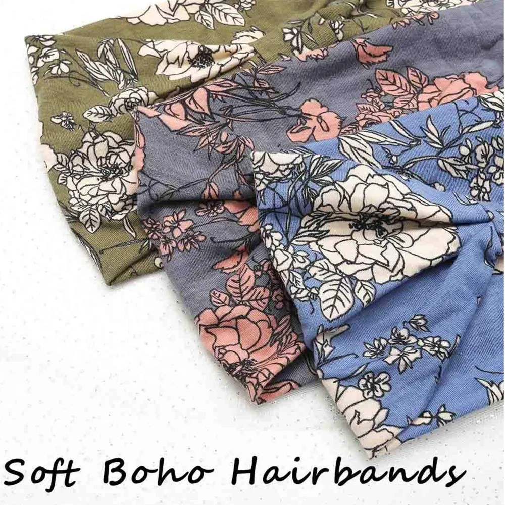 Fashion Boho Ethnic Style Headbands Vintage Knot Elastic Turban Headwrap For Women Girls Hair Band Soft Bandana Hair Accessories