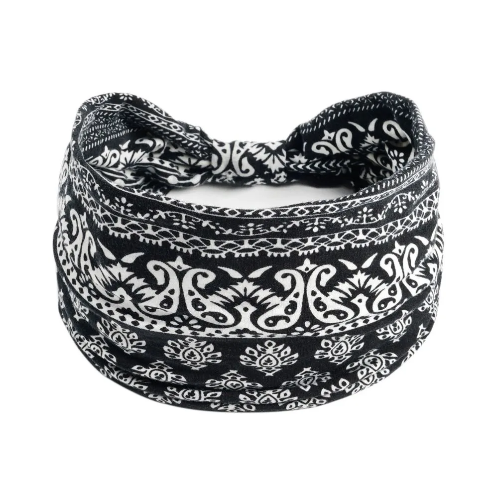 Fashion Boho Ethnic Style Headbands Vintage Knot Elastic Turban Headwrap For Women Girls Hair Band Soft Bandana Hair Accessories