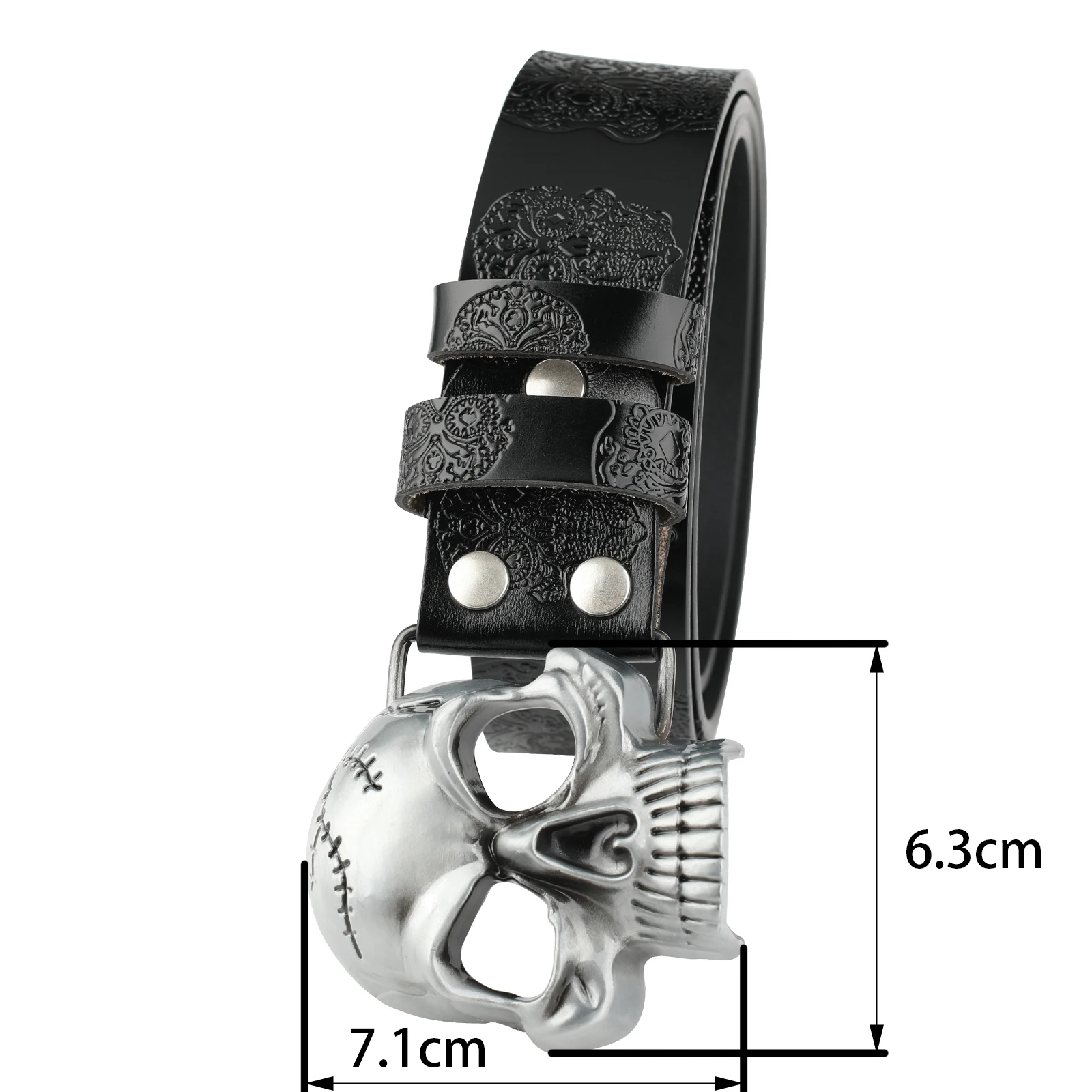 Skull Scalp Buckle Embossed Genuine Leather Beltde Coration Ghost Head